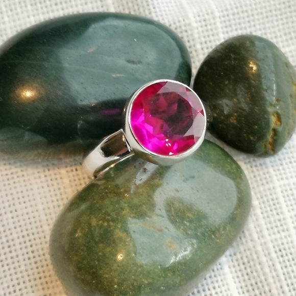 Sterling silver Brilliant Rubellite ring size 6 🆕 - Picture 3 of 5